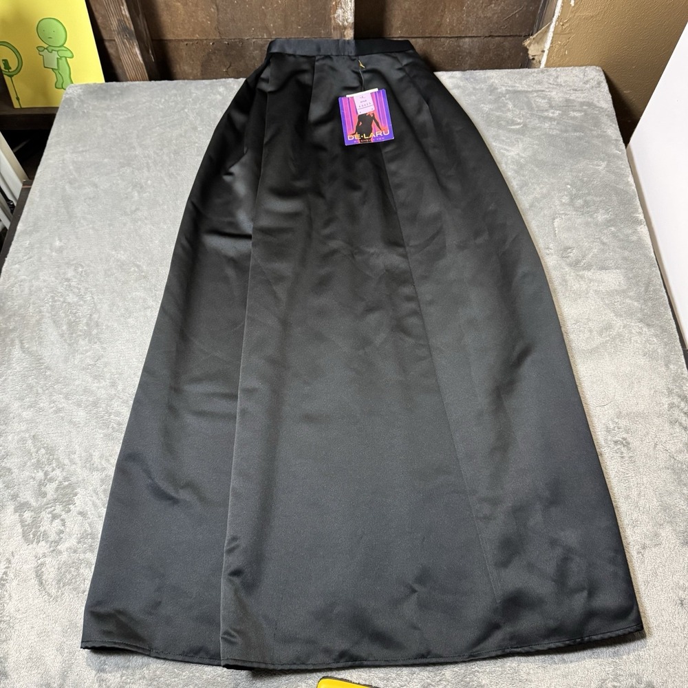 VTG 80s NWT De Laru by Sheila Yen Womens Size 3/4 Maxi Skirt Black Grunge‎ Goth